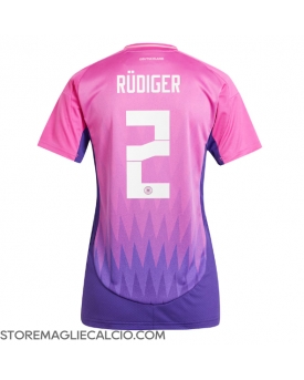 Germania Antonio Rudiger #2 Maglia Gara Trasferta Repliche Europei 2024 Donna